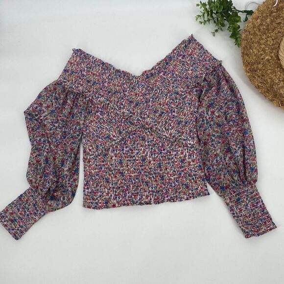 BB Dakota | Revolve Ditsy‎ Floral Smock Factor Feminine Top Blouse S Coquette - Picture 10 of 13